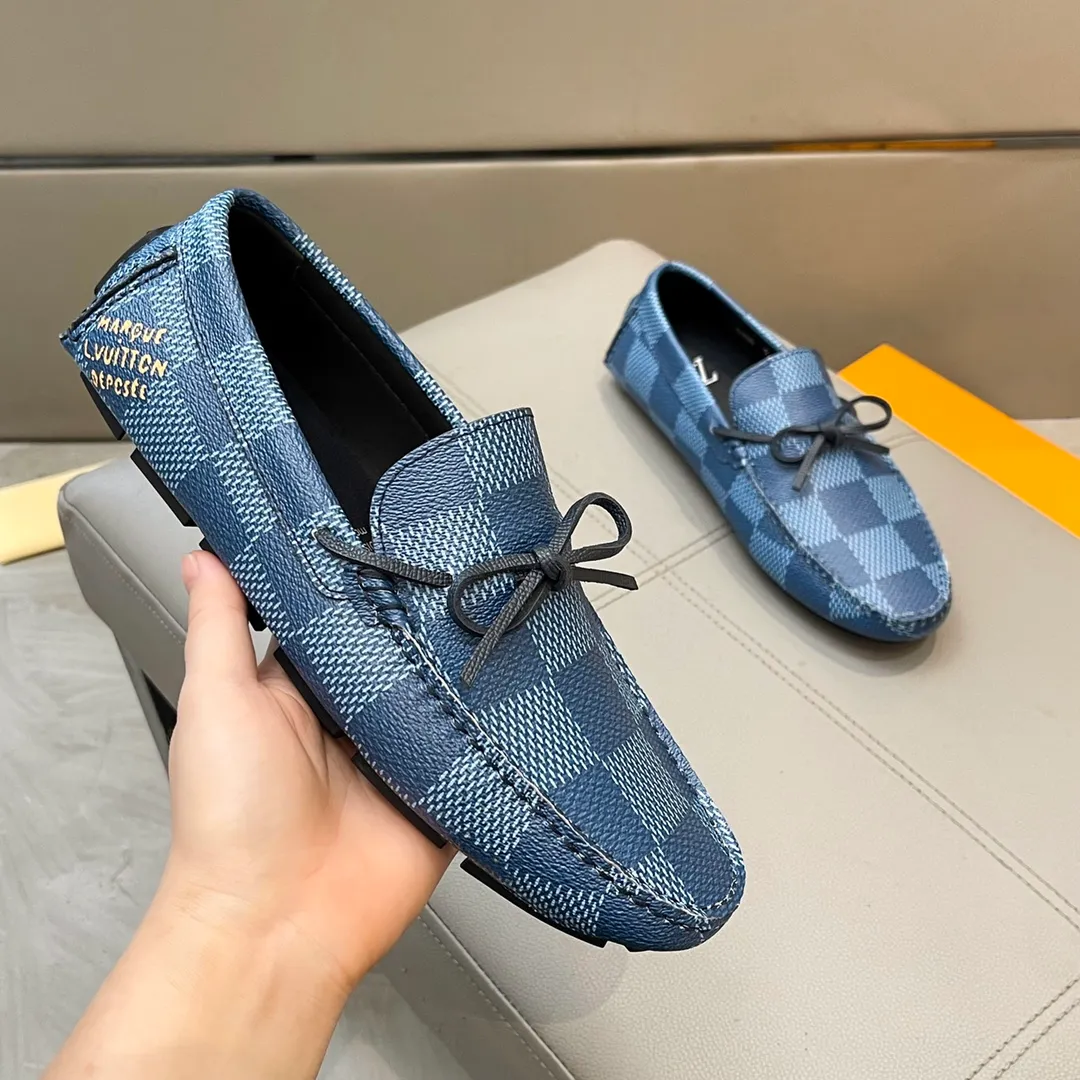 Factory price: 460💰LV men's beanie shoes 2025 official website synchronization <market top version> cowhide grid ➕ black cowhide original packaging. Size 38-45